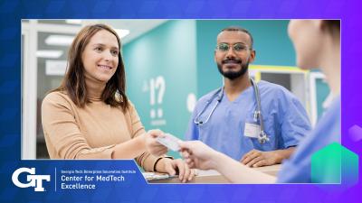 patient checking in at doctors office